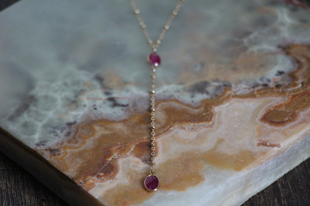 Pueblo Jewelry - Ruby Gold Necklace 