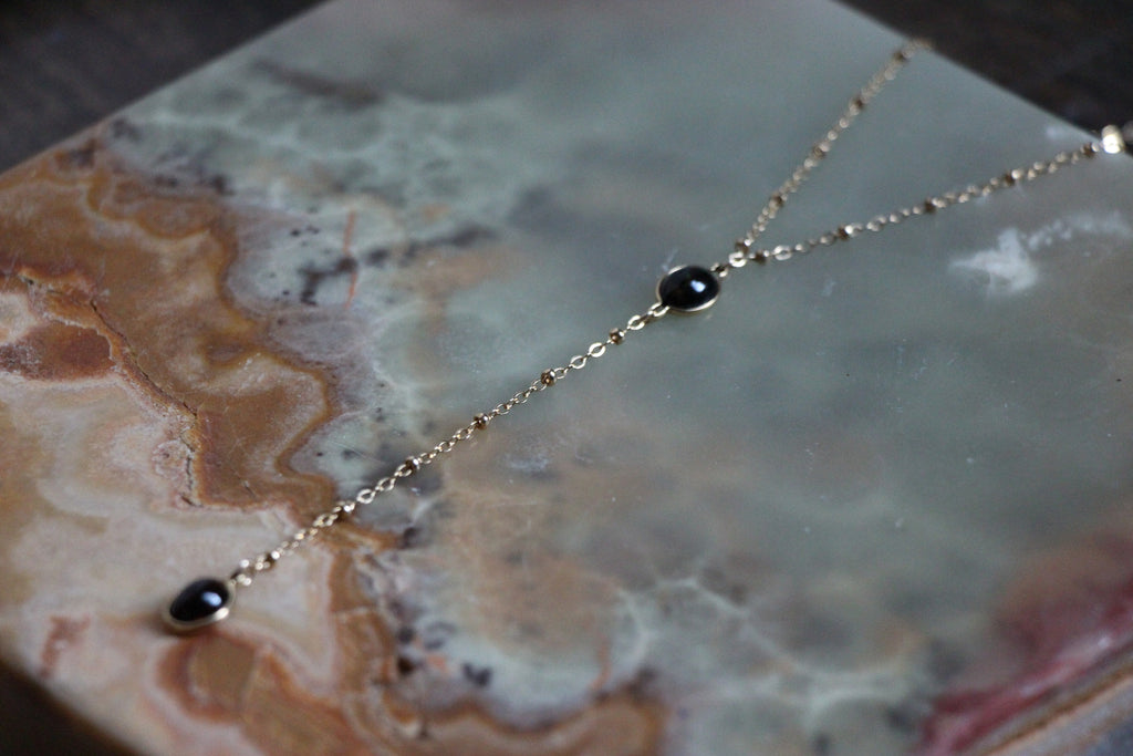 Fashion jewelry made in Los Angeles - Black Opal layering Necklace