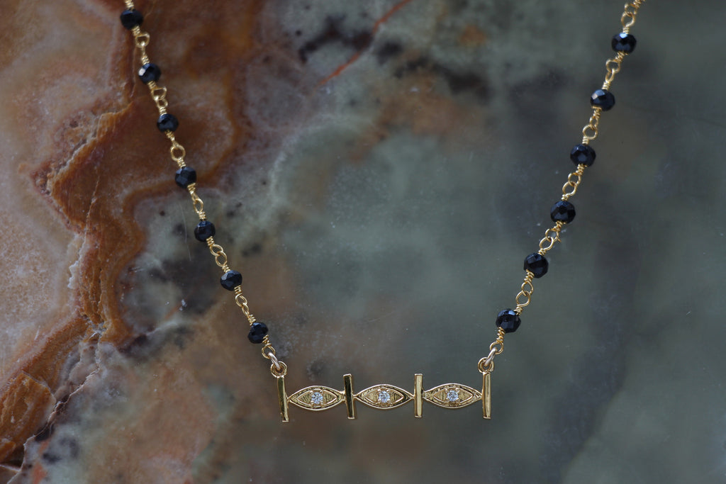 Rosary Necklace with gold wire